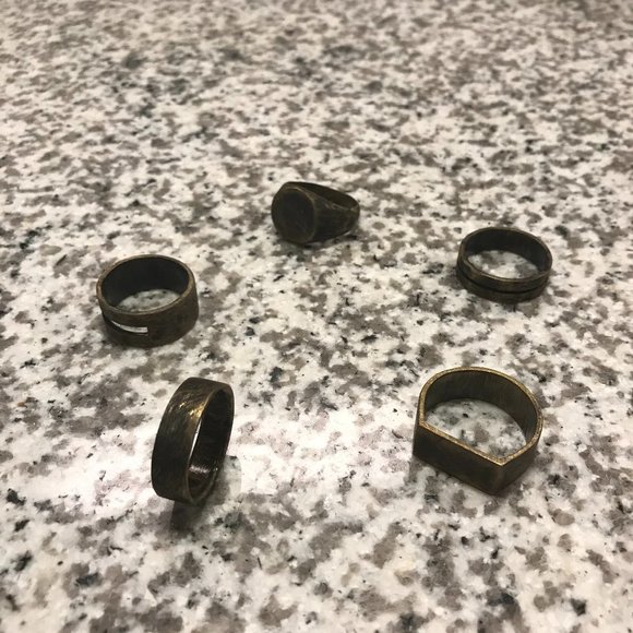 This is an assortment of men's gold brushed rings - Picture 2 of 2